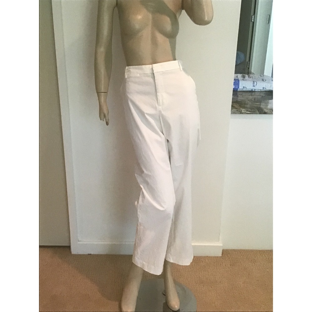 Vince Womens White Stretch Cotton Blend Straight Leg Tailored Ankle Pants Size 8